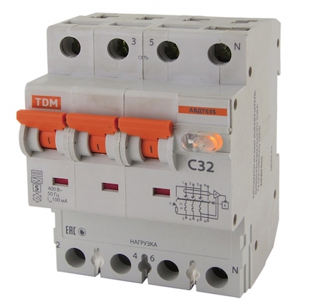TDM ELECTRIC SQ0202-0050 Автоматический Выключатель Дифференциального тока селективного типа АВДТ 63S 4P C63 100мА TDM